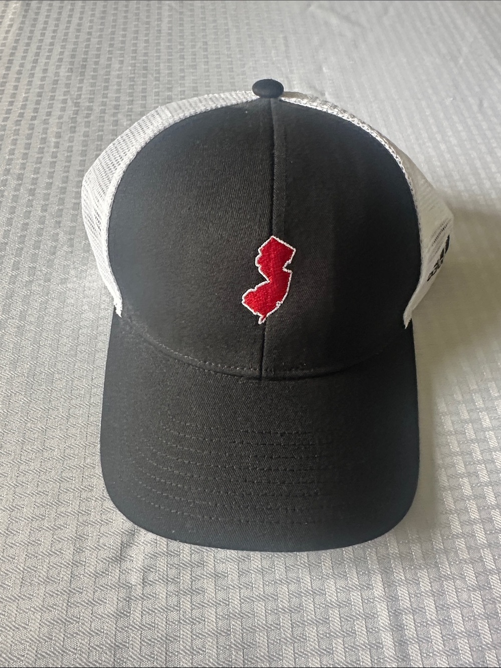 Addidas Black and White Trucker Hat with NJ logo